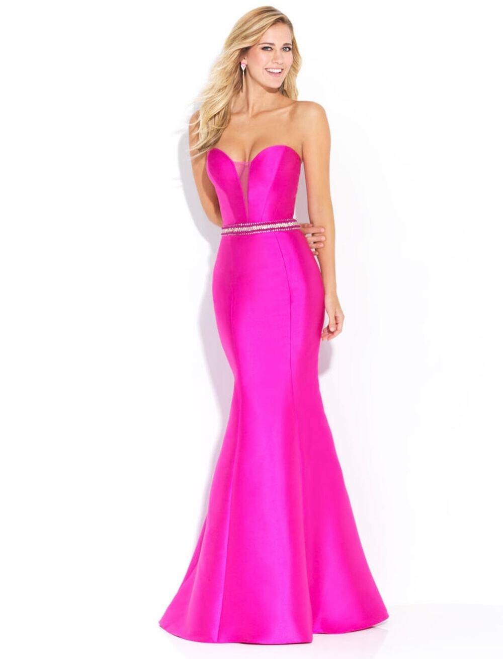 MADISON JAMES Prom Dress 0‎ Fuchsia Pink Strapless Beaded Mermaid Gown Formal